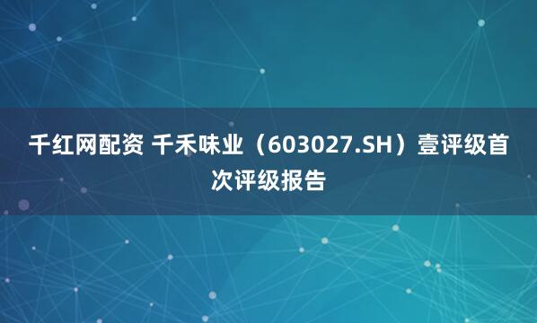 千红网配资 千禾味业（603027.SH）壹评级首次评级报告